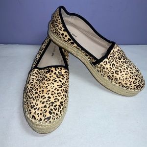 Gianni Bini Leopard Calf Hair Espadrille Size 9 slip on
